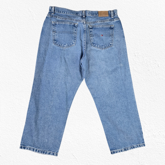 1990s Vintage Tommy Hilfiger Light Wash High Rise Capri Straight Jeans Size 12 - Picture 8 of 8